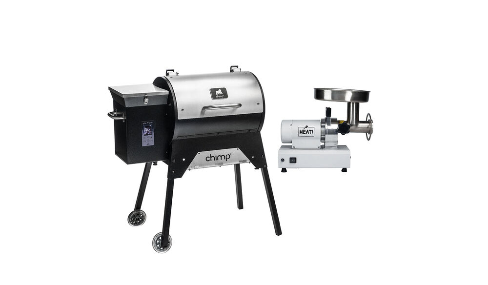 Grilla Chimp Pellet Grill + MEAT! .75 HP Grinder Bundle